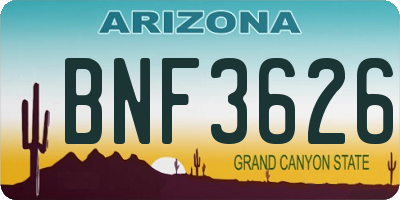 AZ license plate BNF3626