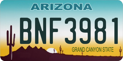 AZ license plate BNF3981