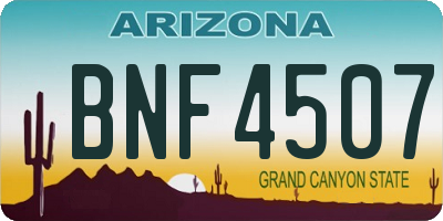 AZ license plate BNF4507