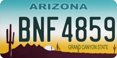 AZ license plate BNF4859