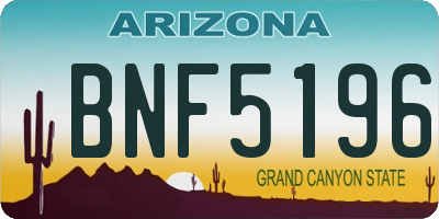AZ license plate BNF5196