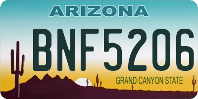 AZ license plate BNF5206