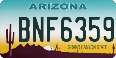 AZ license plate BNF6359