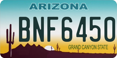 AZ license plate BNF6450