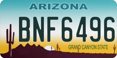 AZ license plate BNF6496