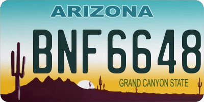 AZ license plate BNF6648
