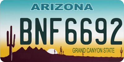 AZ license plate BNF6692