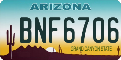 AZ license plate BNF6706