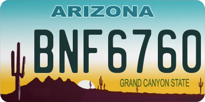 AZ license plate BNF6760