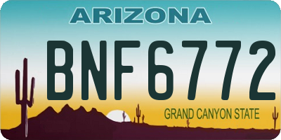 AZ license plate BNF6772