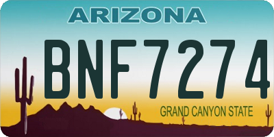 AZ license plate BNF7274
