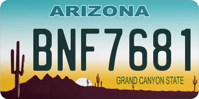 AZ license plate BNF7681