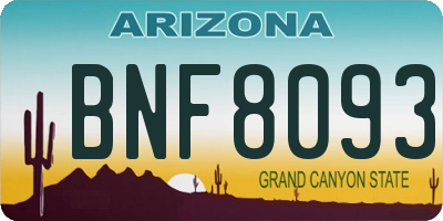 AZ license plate BNF8093