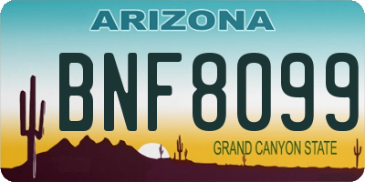 AZ license plate BNF8099