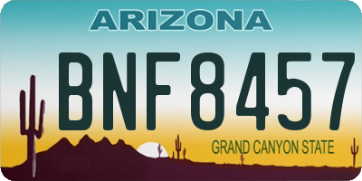 AZ license plate BNF8457