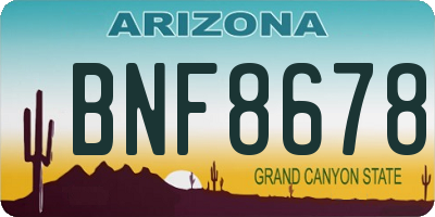 AZ license plate BNF8678