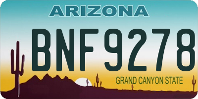 AZ license plate BNF9278