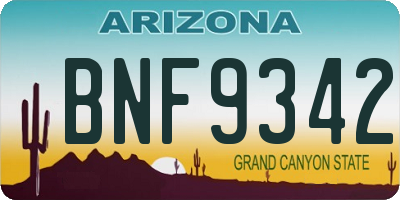 AZ license plate BNF9342