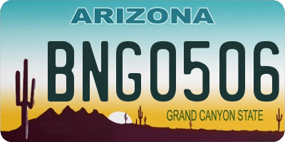 AZ license plate BNG0506