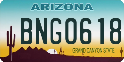 AZ license plate BNG0618
