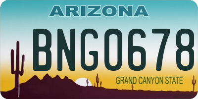 AZ license plate BNG0678