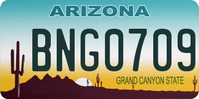 AZ license plate BNG0709