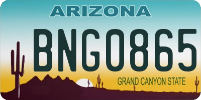 AZ license plate BNG0865