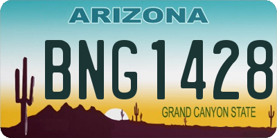 AZ license plate BNG1428