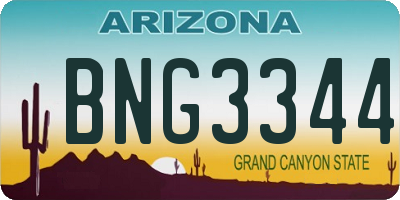 AZ license plate BNG3344