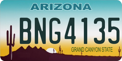 AZ license plate BNG4135