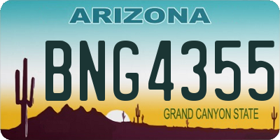 AZ license plate BNG4355
