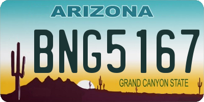 AZ license plate BNG5167
