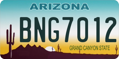 AZ license plate BNG7012