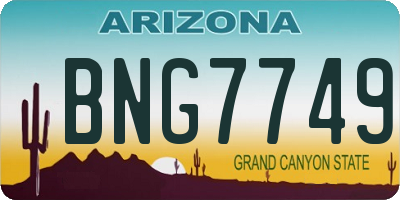 AZ license plate BNG7749