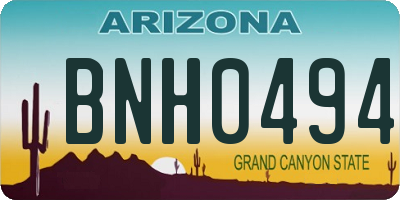 AZ license plate BNH0494