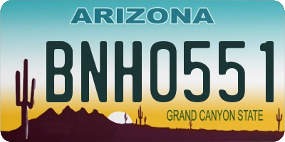 AZ license plate BNH0551