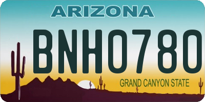 AZ license plate BNH0780