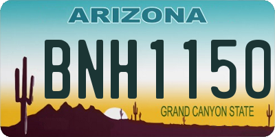 AZ license plate BNH1150