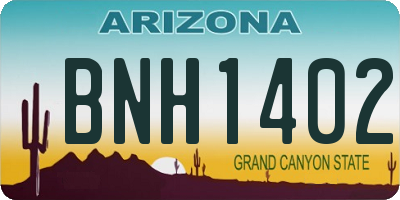 AZ license plate BNH1402