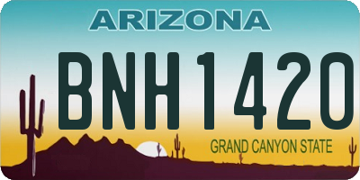 AZ license plate BNH1420