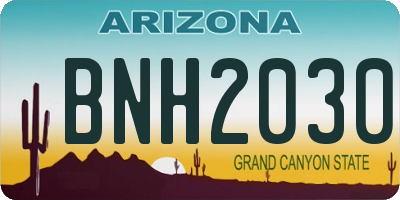 AZ license plate BNH2030