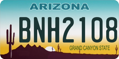 AZ license plate BNH2108