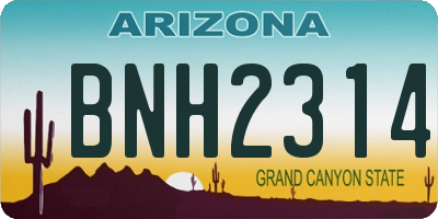 AZ license plate BNH2314