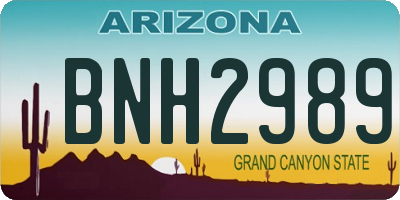 AZ license plate BNH2989