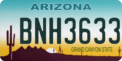 AZ license plate BNH3633