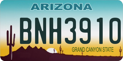 AZ license plate BNH3910