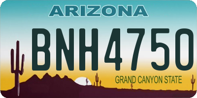 AZ license plate BNH4750