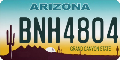 AZ license plate BNH4804