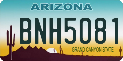 AZ license plate BNH5081