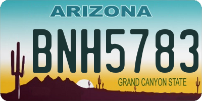 AZ license plate BNH5783
